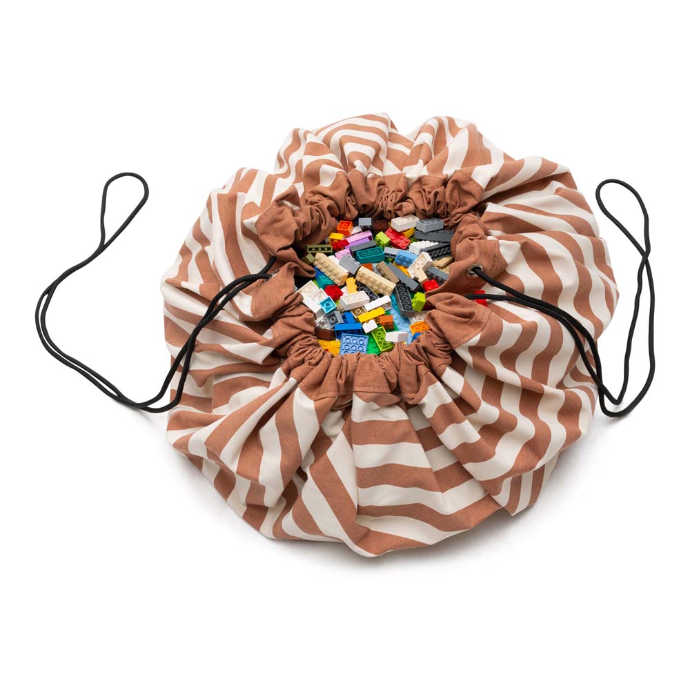 PLAY&GO - Stripes brown toy storage bag